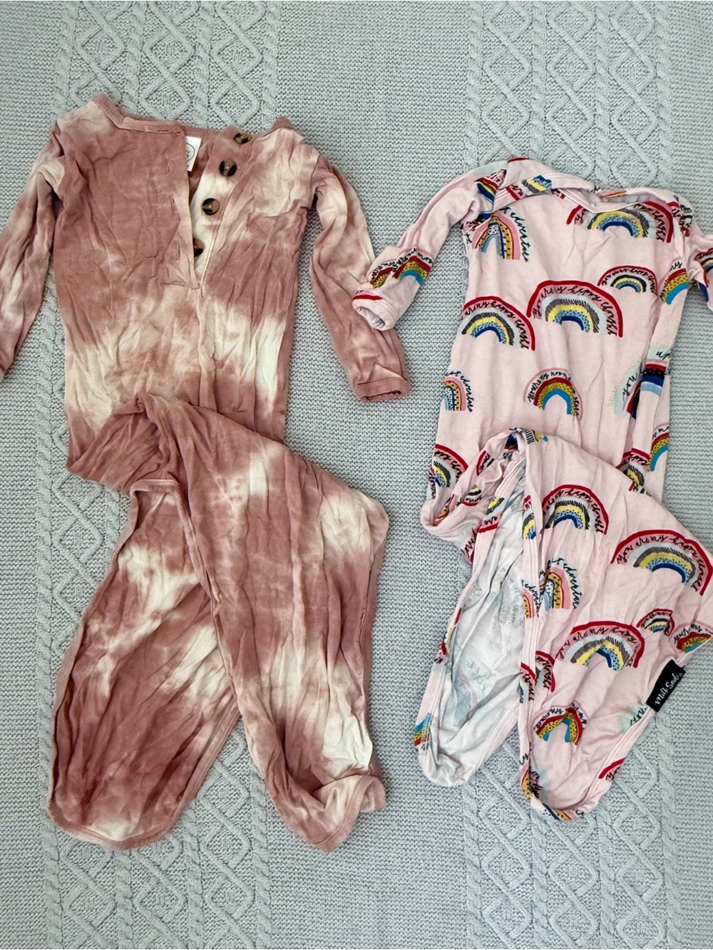 Lou Lou & Co Milk Snob Newborn Girl Tie-Dye Dusty Rose Rainbow Sleep Gown Set